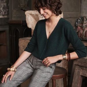 Sezane Barry Cardigan in Dark Green